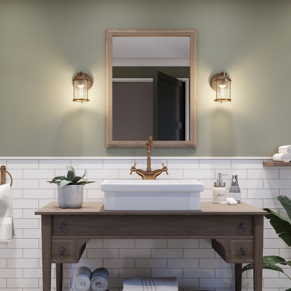 Ashland Bay Single Wall Light In Natural Brass Finish QN-ASHLANDBAY1-NBR-BATH