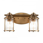 Ashland Bay 2 Light Wall Light In Natural Brass Finish QN-ASHLANDBAY2-NBR-BATH