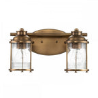 Ashland Bay 2 Light Wall Light In Natural Brass Finish QN-ASHLANDBAY2-NBR-BATH