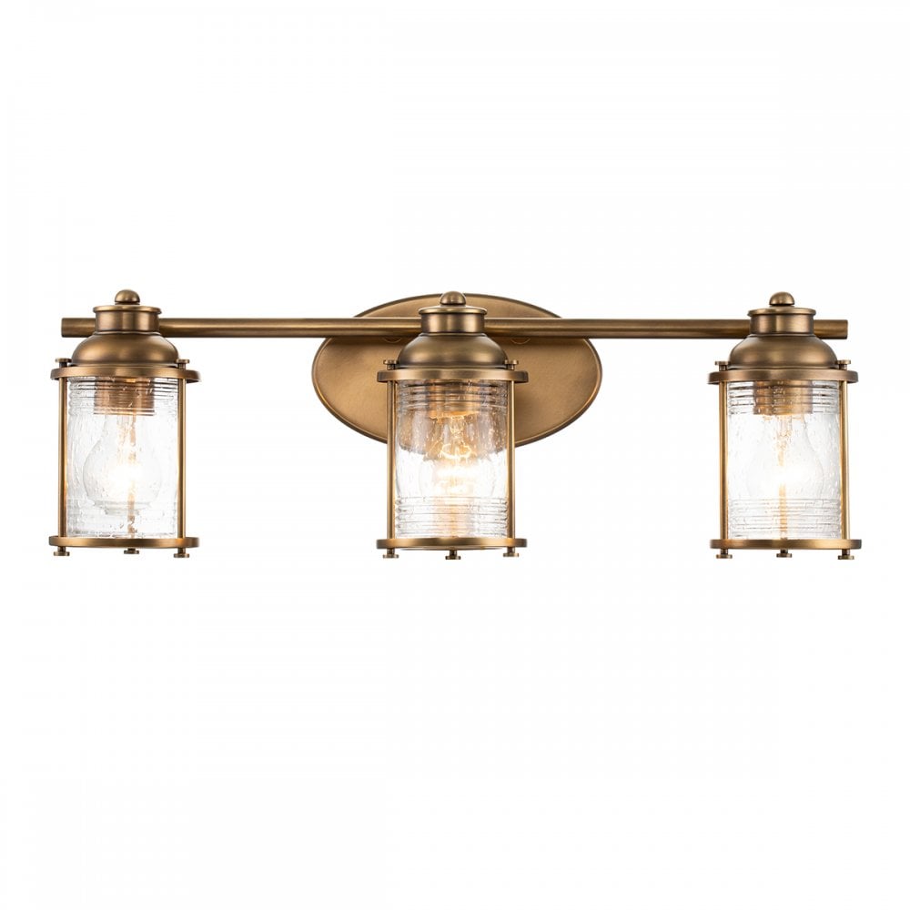 Ashland Bay 3 Light Wall Light In Natural Brass Finish QN-ASHLANDBAY3-NBR-BATH