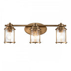 Ashland Bay 3 Light Wall Light In Natural Brass Finish QN-ASHLANDBAY3-NBR-BATH