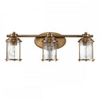 Ashland Bay 3 Light Wall Light In Natural Brass Finish QN-ASHLANDBAY3-NBR-BATH