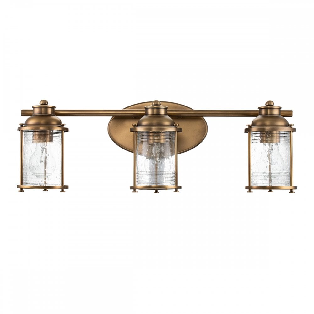 Ashland Bay 3 Light Wall Light In Natural Brass Finish QN-ASHLANDBAY3-NBR-BATH