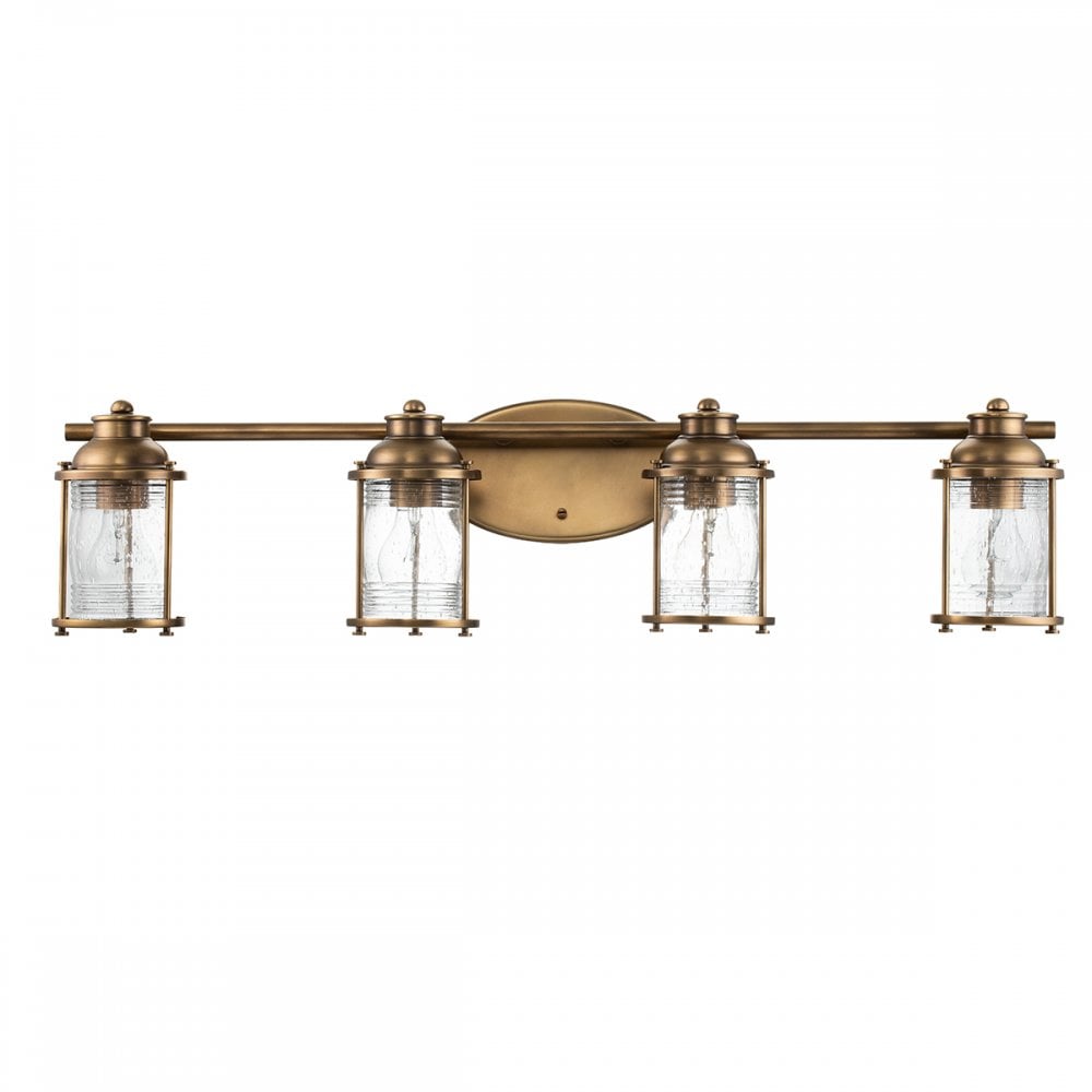 Ashland Bay 4 Light Wall Light In Natural Brass Finish QN-ASHLANDBAY4-NBR-BATH