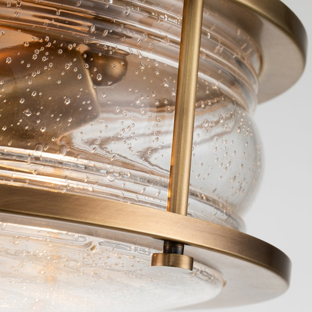 Ashland Bay 2 Light Flush Ceiling Light In Natural Brass Finish QN-ASHLANDBAY-F-NBR-BATH