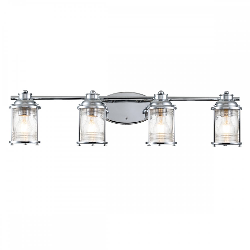 Ashland Bay 4 Light Wall Light In Polished Chrome Finish QN-ASHLANDBAY4-PC-BATH