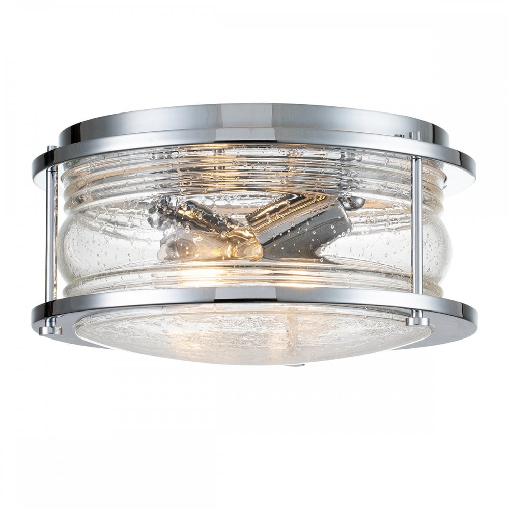 Ashland Bay 2 Light Flush Ceiling Light In Polished Chrome Finish QN-ASHLANDBAY-F-PC-BATH
