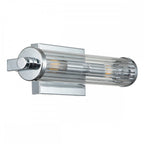 Azores Vintage 2 Light Wall Light In Polished Chrome Finish With Fluted Glass QN-AZORES2-PC