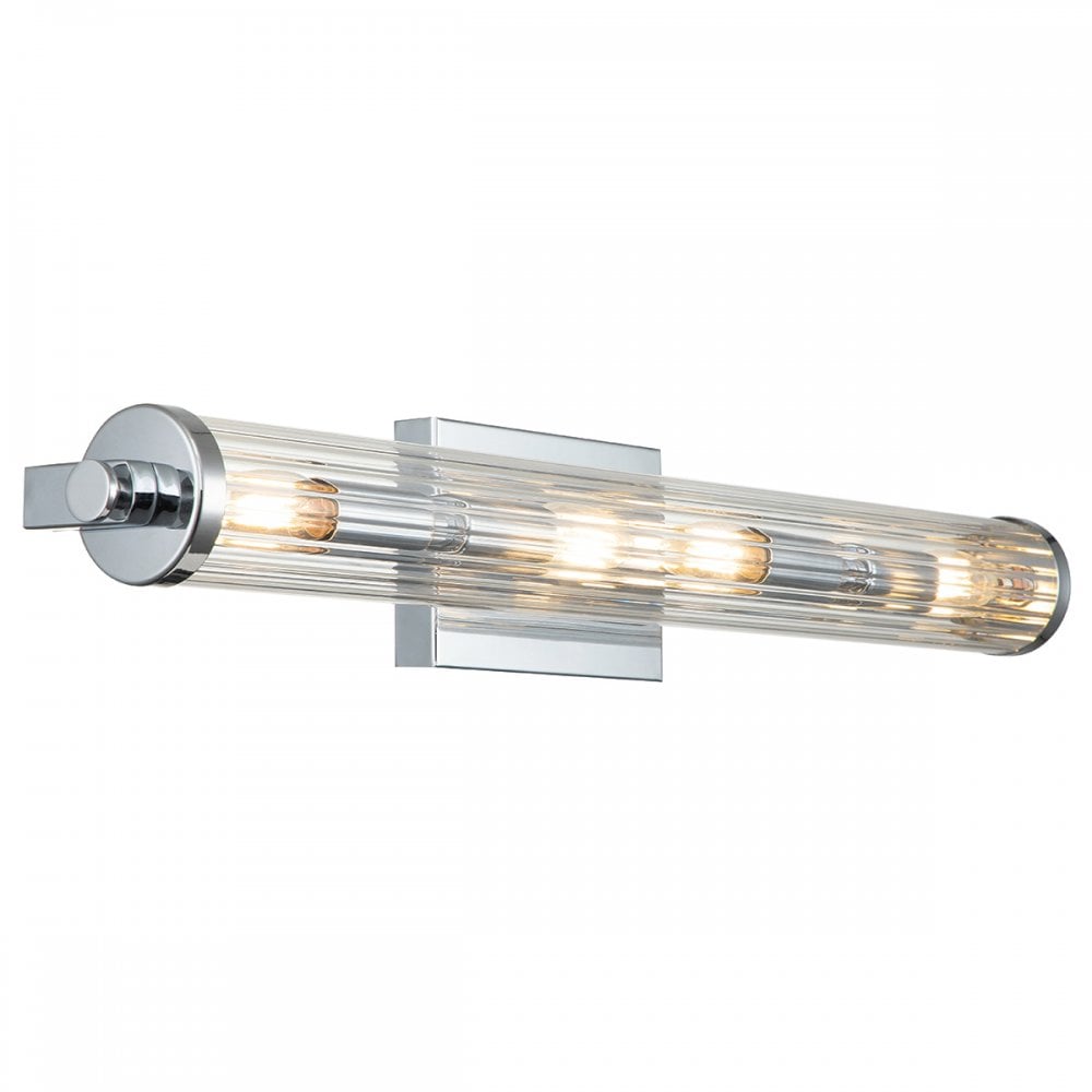 Azores Vintage 4 Light Wall Light In Polished Chrome Finish With Fluted Glass QN-AZORES4-PC