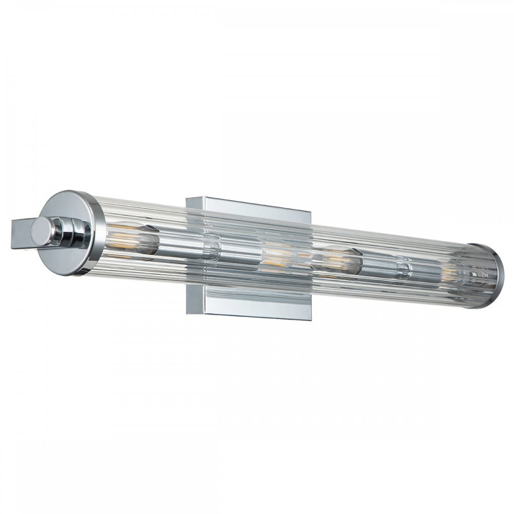 Azores Vintage 4 Light Wall Light In Polished Chrome Finish With Fluted Glass QN-AZORES4-PC