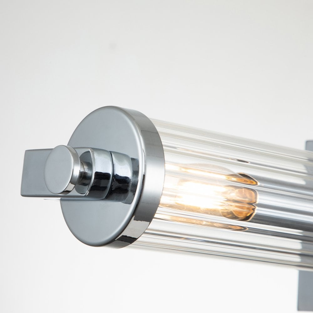 Azores Vintage 4 Light Wall Light In Polished Chrome Finish With Fluted Glass QN-AZORES4-PC