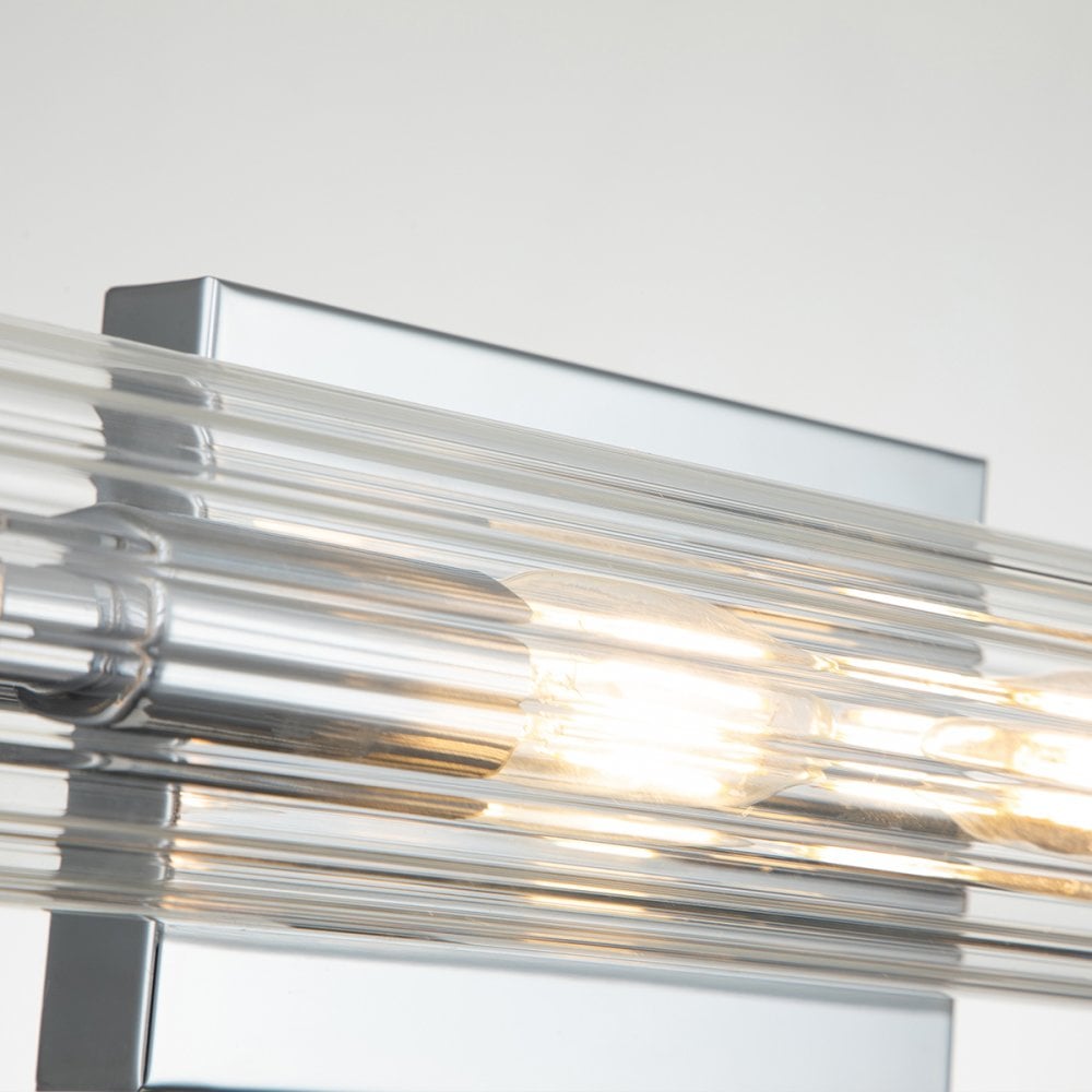Azores Vintage 4 Light Wall Light In Polished Chrome Finish With Fluted Glass QN-AZORES4-PC