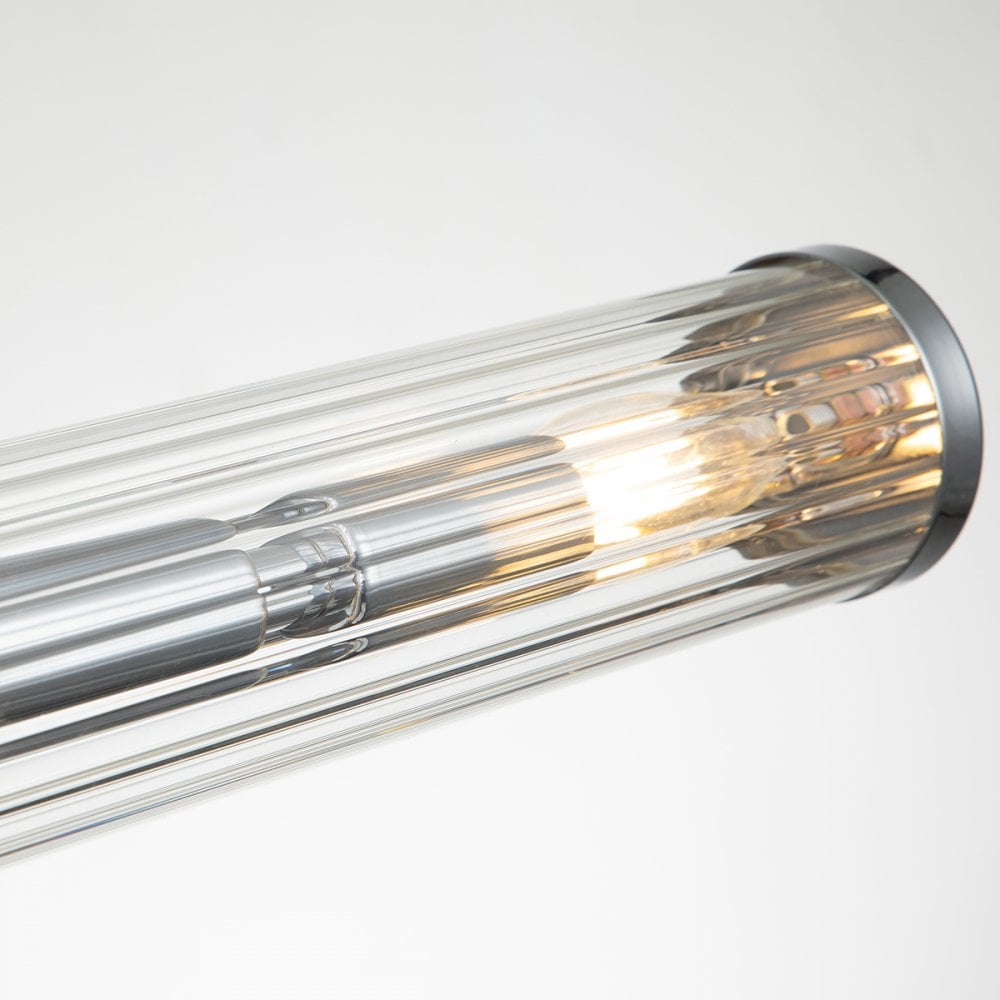 Azores Vintage 4 Light Wall Light In Polished Chrome Finish With Fluted Glass QN-AZORES4-PC