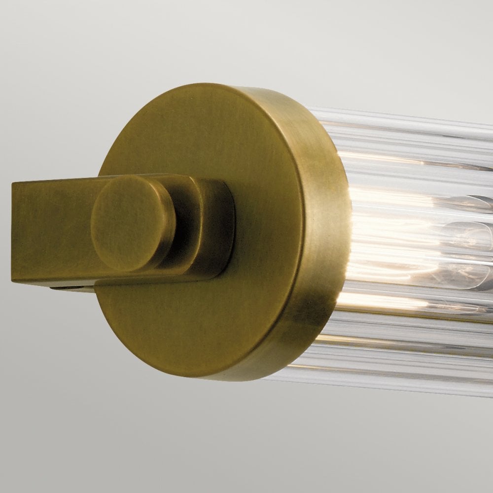 Azores Vintage 4 Light Wall Light In Natural Brass Finish With Fluted Glass QN-AZORES4-NBR