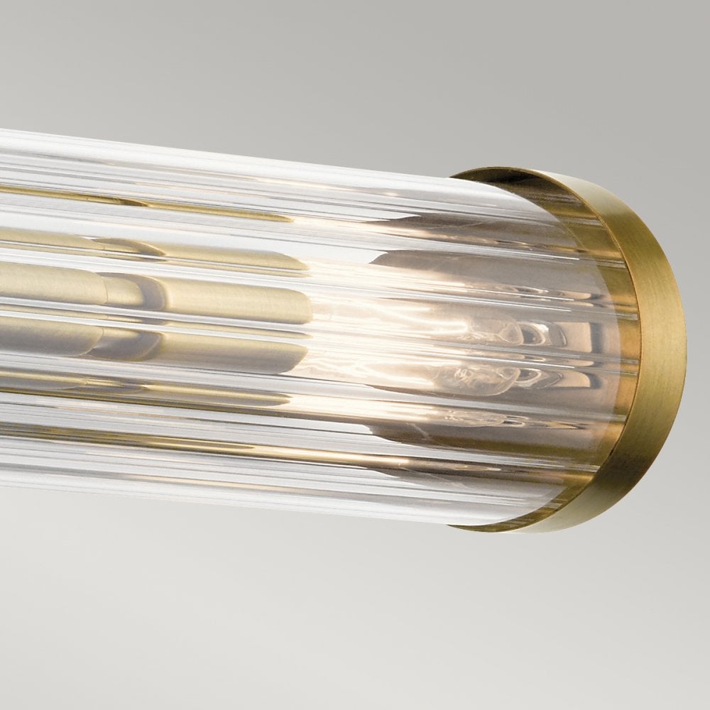 Azores Vintage 4 Light Wall Light In Natural Brass Finish With Fluted Glass QN-AZORES4-NBR