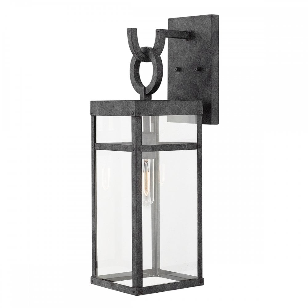 Porter Outdoor Large Wall Lantern In Aged Zinc Finish QN-PORTER-L-DZ