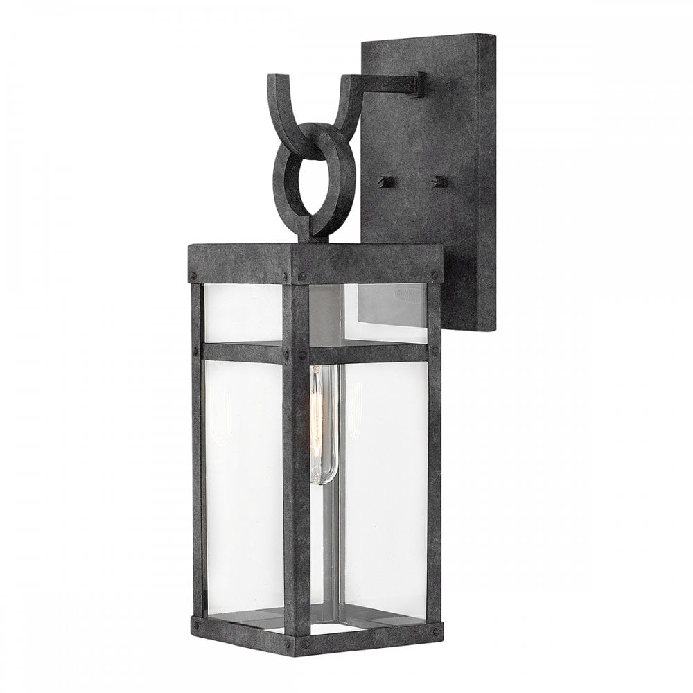 Porter Outdoor Medium Wall Lantern In Aged Zinc Finish QN-PORTER-M-DZ