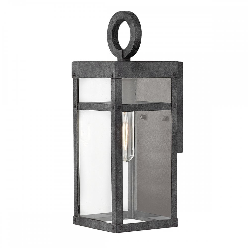 Porter Outdoor Small Wall Lantern In Aged Zinc Finish QN-PORTER-S-DZ