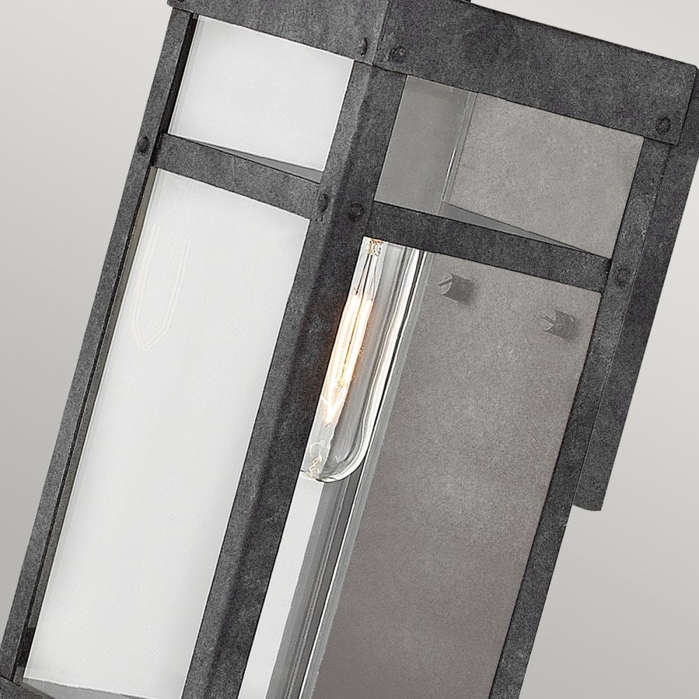 Porter Outdoor Small Wall Lantern In Aged Zinc Finish QN-PORTER-S-DZ