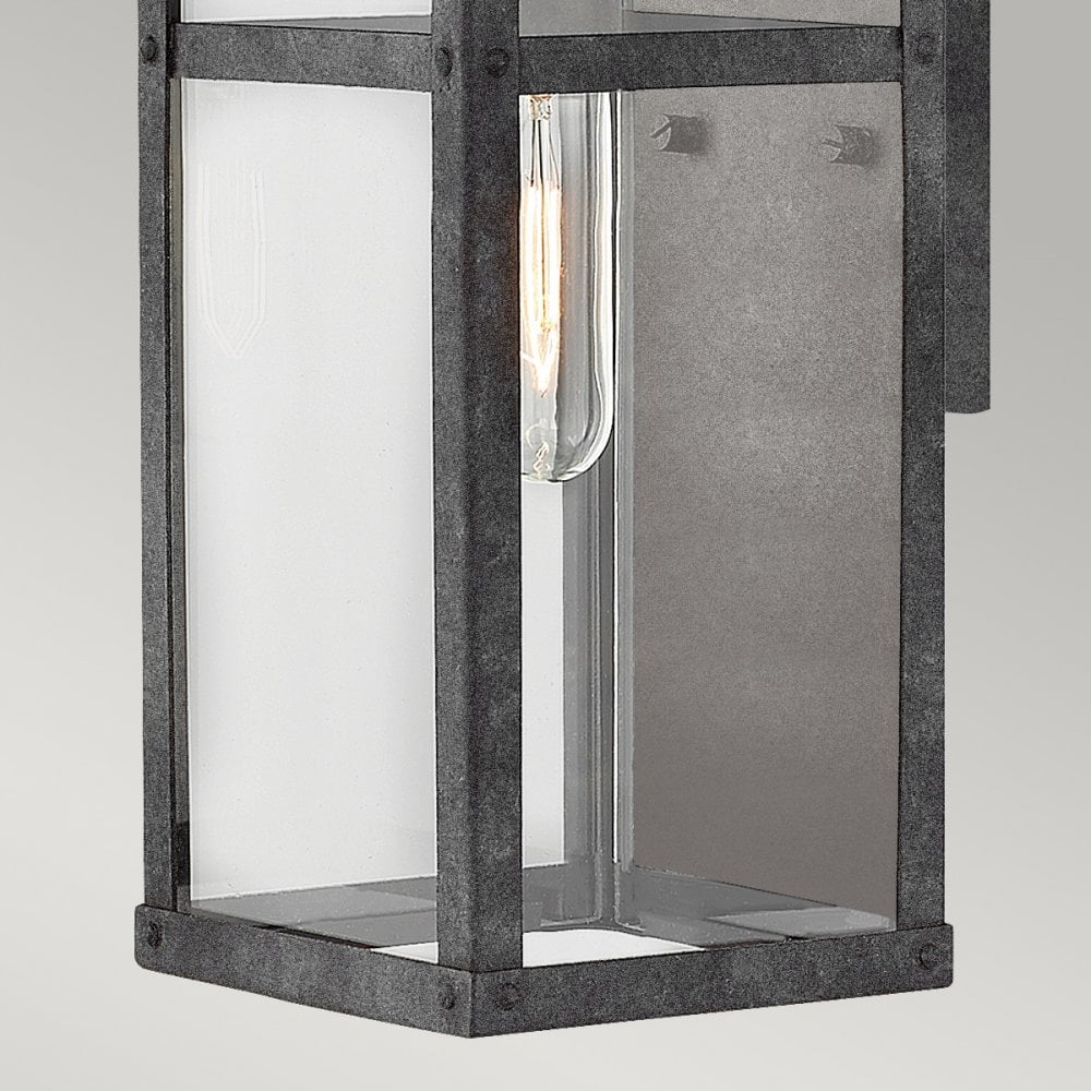 Porter Outdoor Small Wall Lantern In Aged Zinc Finish QN-PORTER-S-DZ