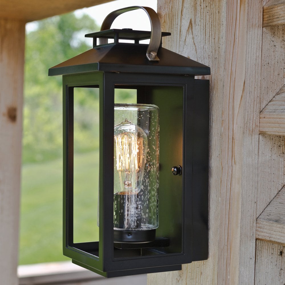 Atwater Small Outdoor Wall Lantern In Black Finish QN-ATWATER-S-BK