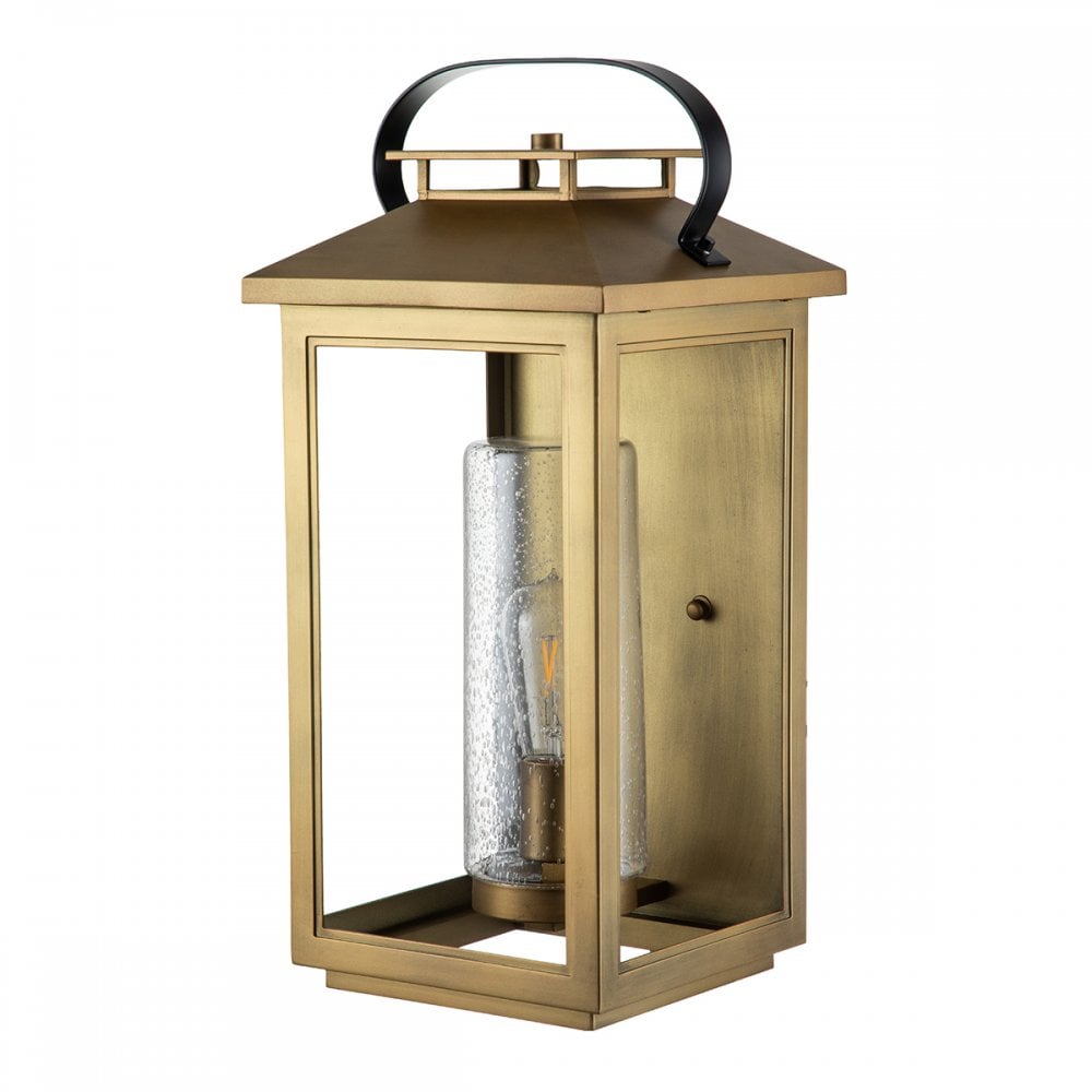 Atwater Large Outdoor Wall Lantern In Painted Distressed Brass Finish QN-ATWATER-L-PDB