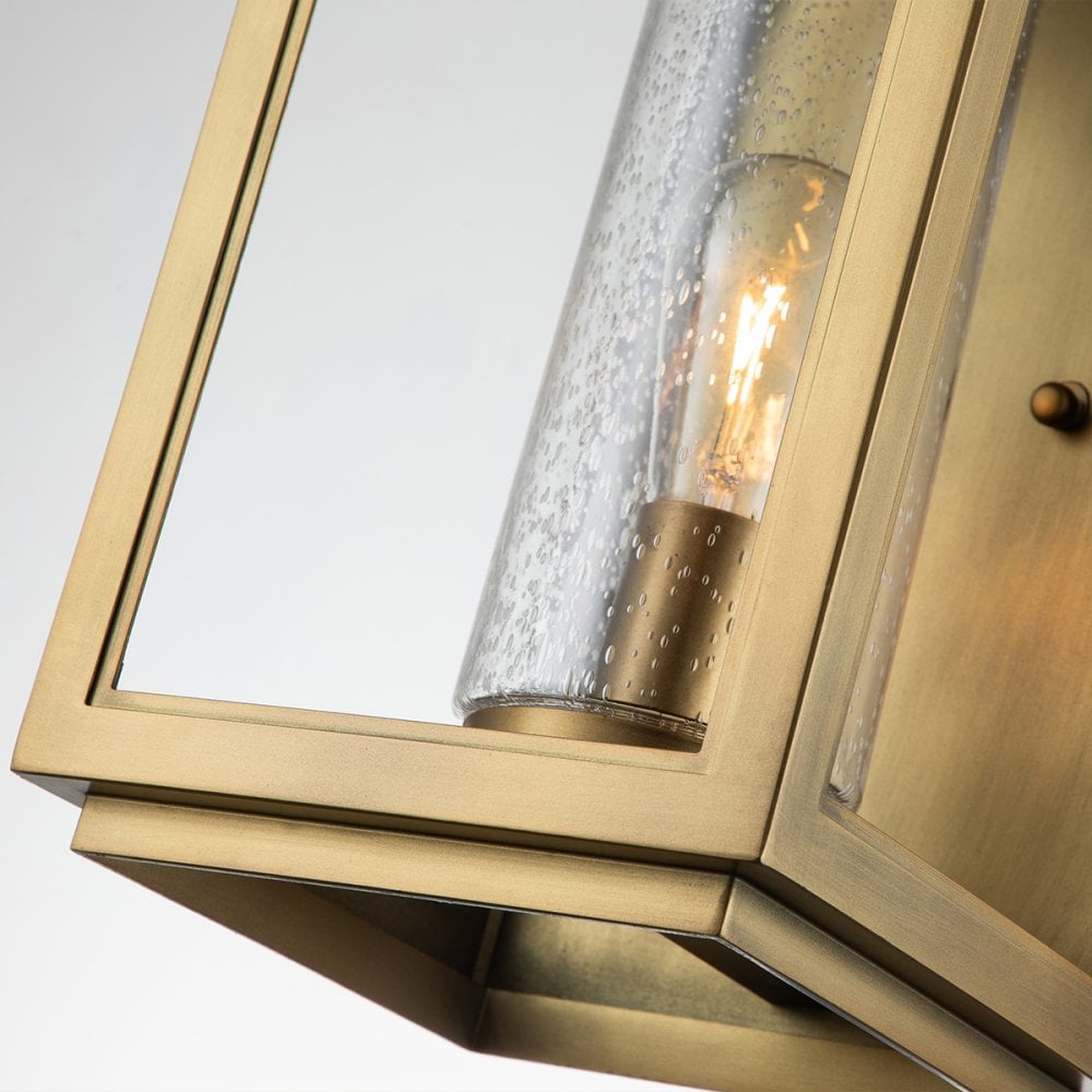 Atwater Large Outdoor Wall Lantern In Painted Distressed Brass Finish QN-ATWATER-L-PDB