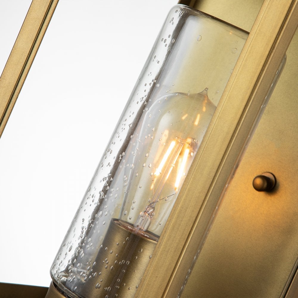 Atwater Medium Outdoor Wall Lantern In Painted Distressed Brass Finish QN-ATWATER-M-PDB