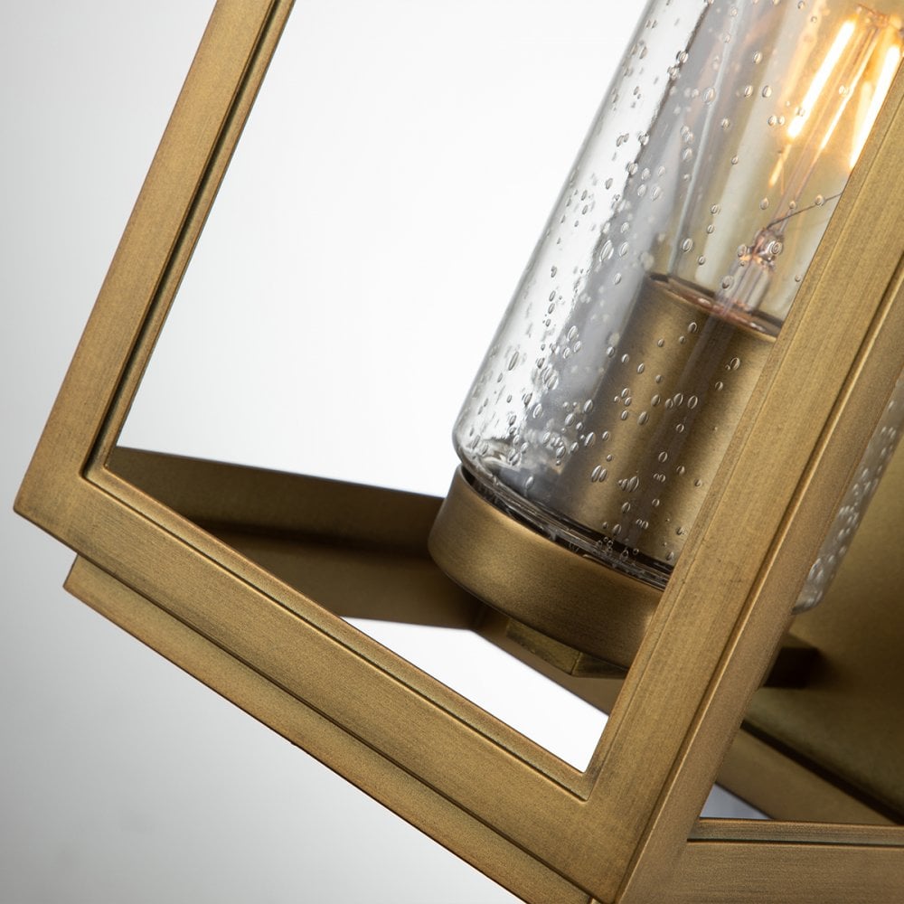 Atwater Medium Outdoor Wall Lantern In Painted Distressed Brass Finish QN-ATWATER-M-PDB