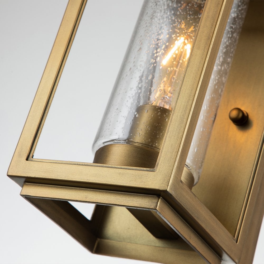 Atwater Small Outdoor Wall Lantern In Painted Distressed Brass Finish QN-ATWATER-S-PDB