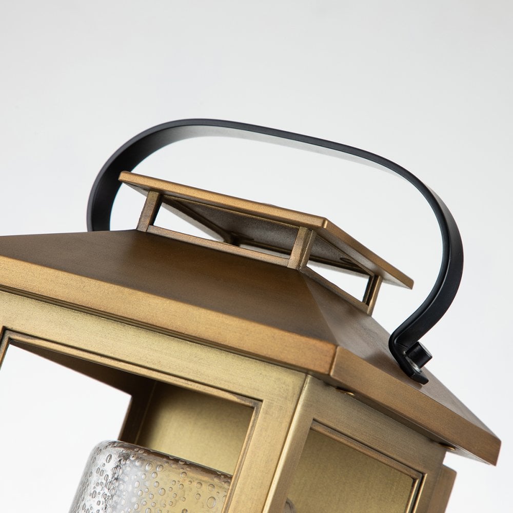 Atwater Small Outdoor Wall Lantern In Painted Distressed Brass Finish QN-ATWATER-S-PDB