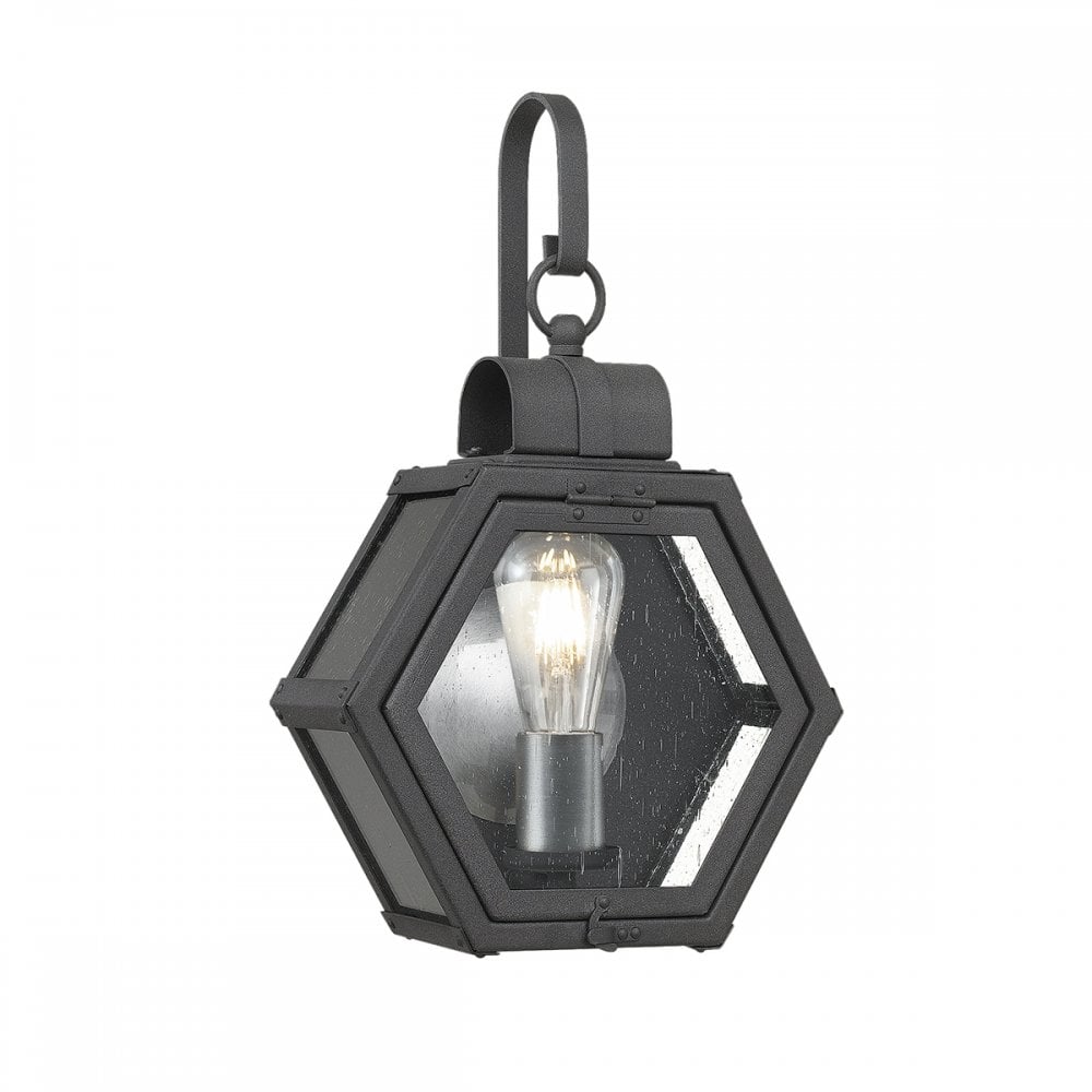 Heath Small Outdoor Wall Lantern In Mottled Black Finish QN-HEATH-S-MB