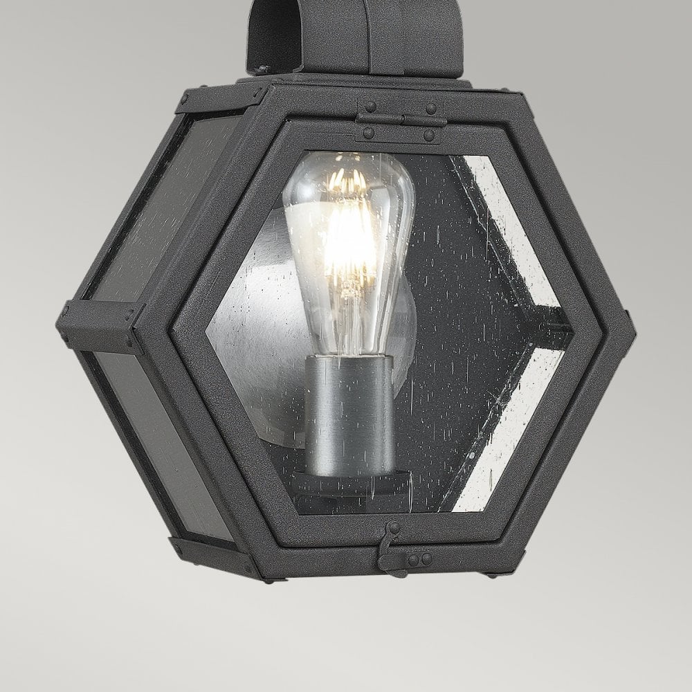 Heath Small Outdoor Wall Lantern In Mottled Black Finish QN-HEATH-S-MB