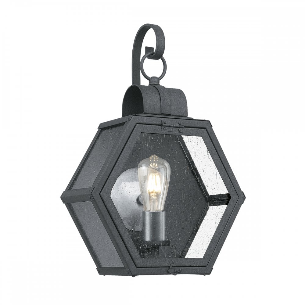 Heath Medium Outdoor Wall Lantern In Mottled Black Finish QN-HEATH-M-MB