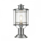 Booker Medium Pedestal Lantern In Industrial Aluminium QN-BOOKER3-M-IA