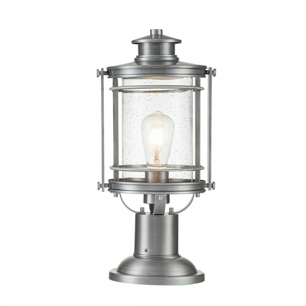 Booker Medium Pedestal Lantern In Industrial Aluminium QN-BOOKER3-M-IA