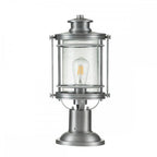 Booker Medium Pedestal Lantern In Industrial Aluminium QN-BOOKER3-M-IA