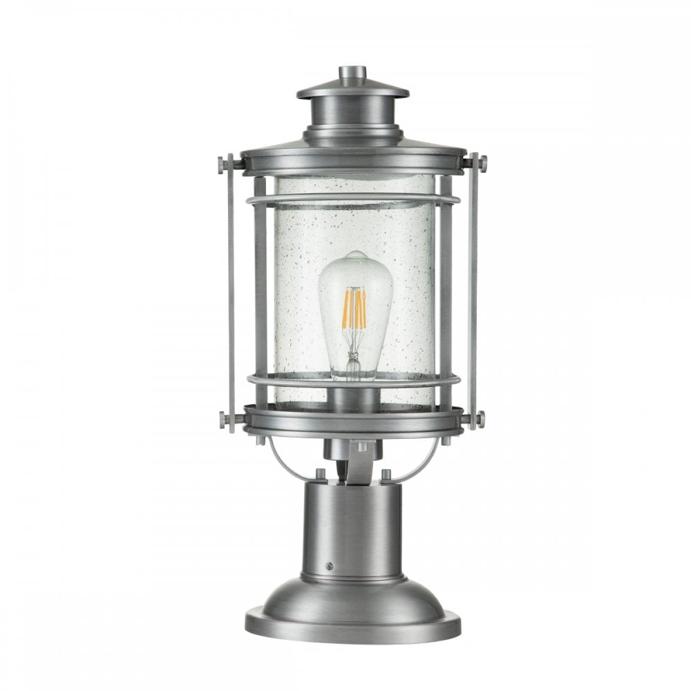 Booker Medium Pedestal Lantern In Industrial Aluminium QN-BOOKER3-M-IA