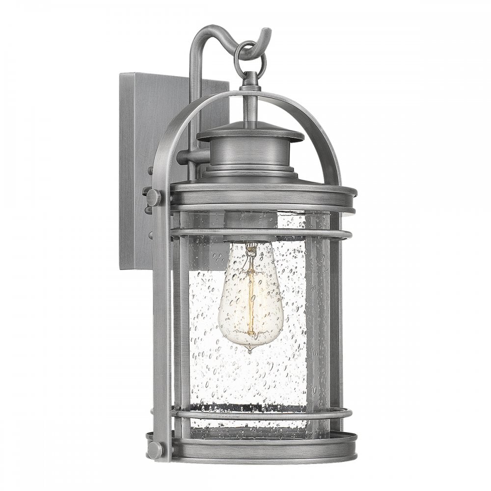 Booker Exterior Medium Wall Lantern In Industrial Aluminium Finish QN-BOOKER-M-IA