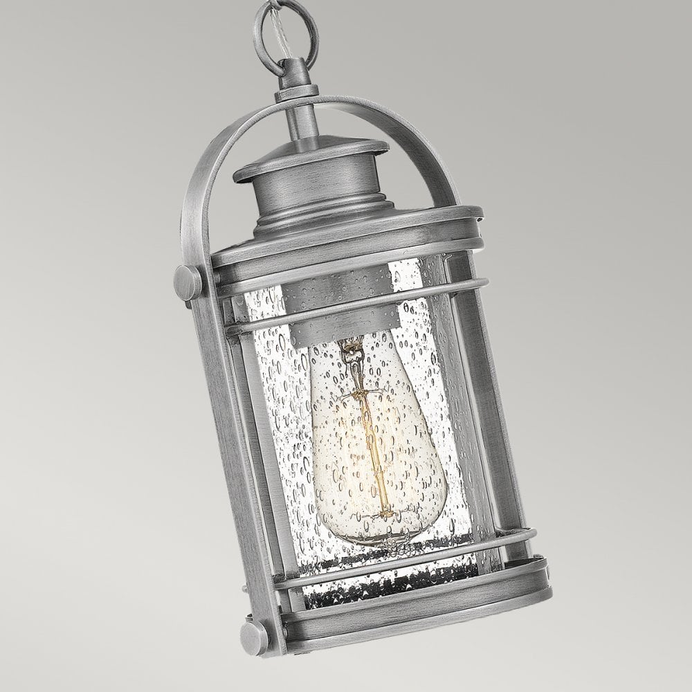 Booker Exterior Chain Lantern In Industrial Aluminium Finish QN-BOOKER8-S-IA