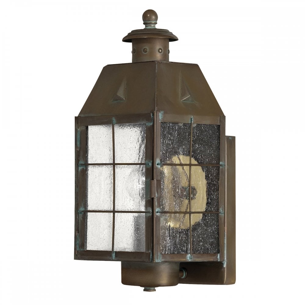 Nantucket Exterior Medium Wall Lantern In Aged Brass Finish QN-NANTUCKET-M-AS