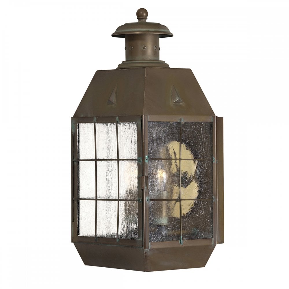 Nantucket Exterior Large Wall Lantern In Aged Brass Finish QN-NANTUCKET-L-AS