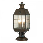 Nantucket 3 Light Large Pedestal Lantern In Aged Brass QN-NANTUCKET3-L-AS