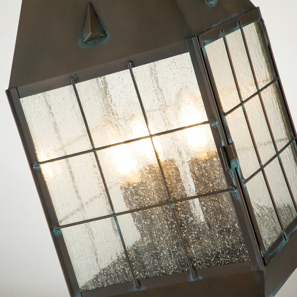 Nantucket 3 Light Large Pedestal Lantern In Aged Brass QN-NANTUCKET3-L-AS