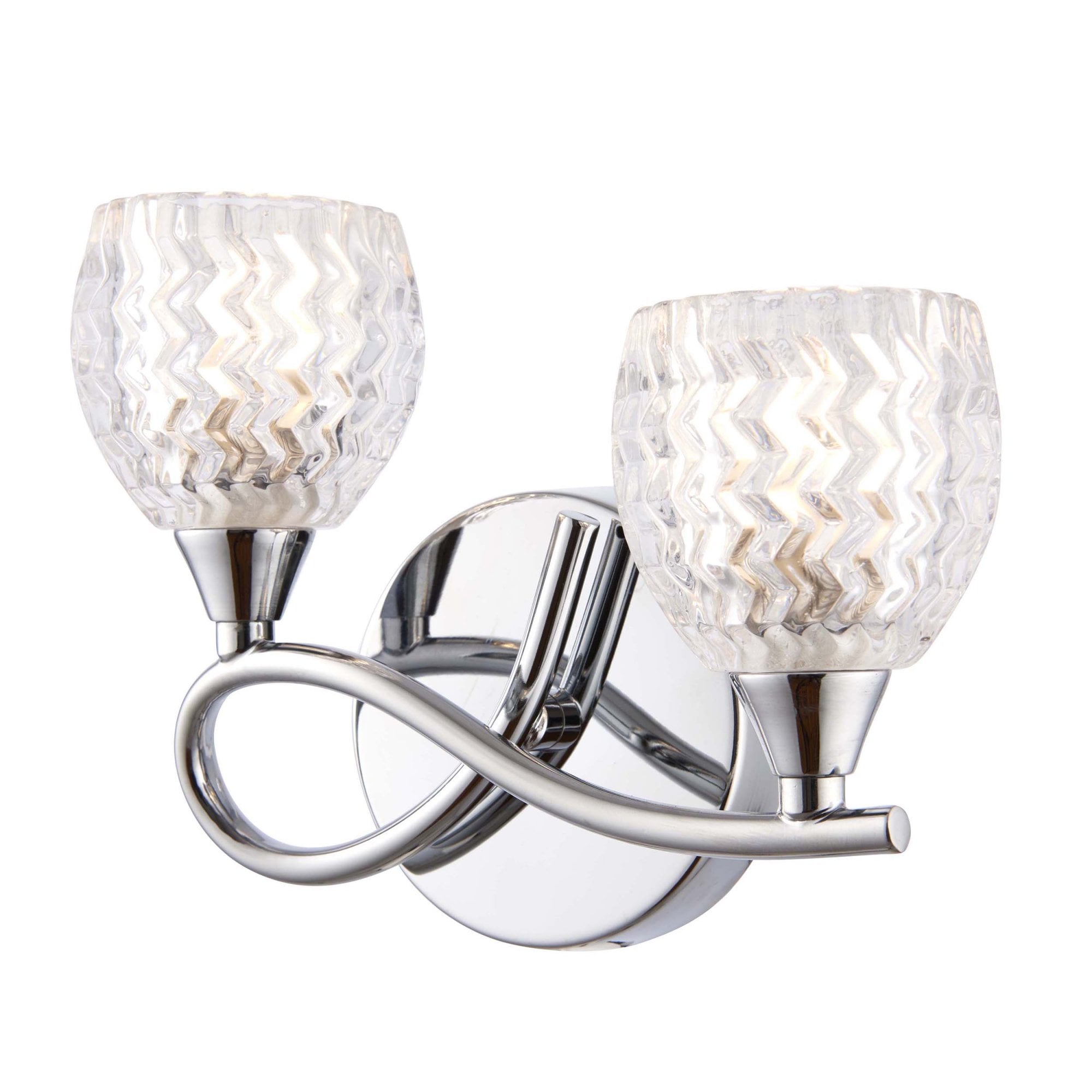 BOYER-2WBCH 2 Light Polished Chrome Zig Zag Glass Wall Light