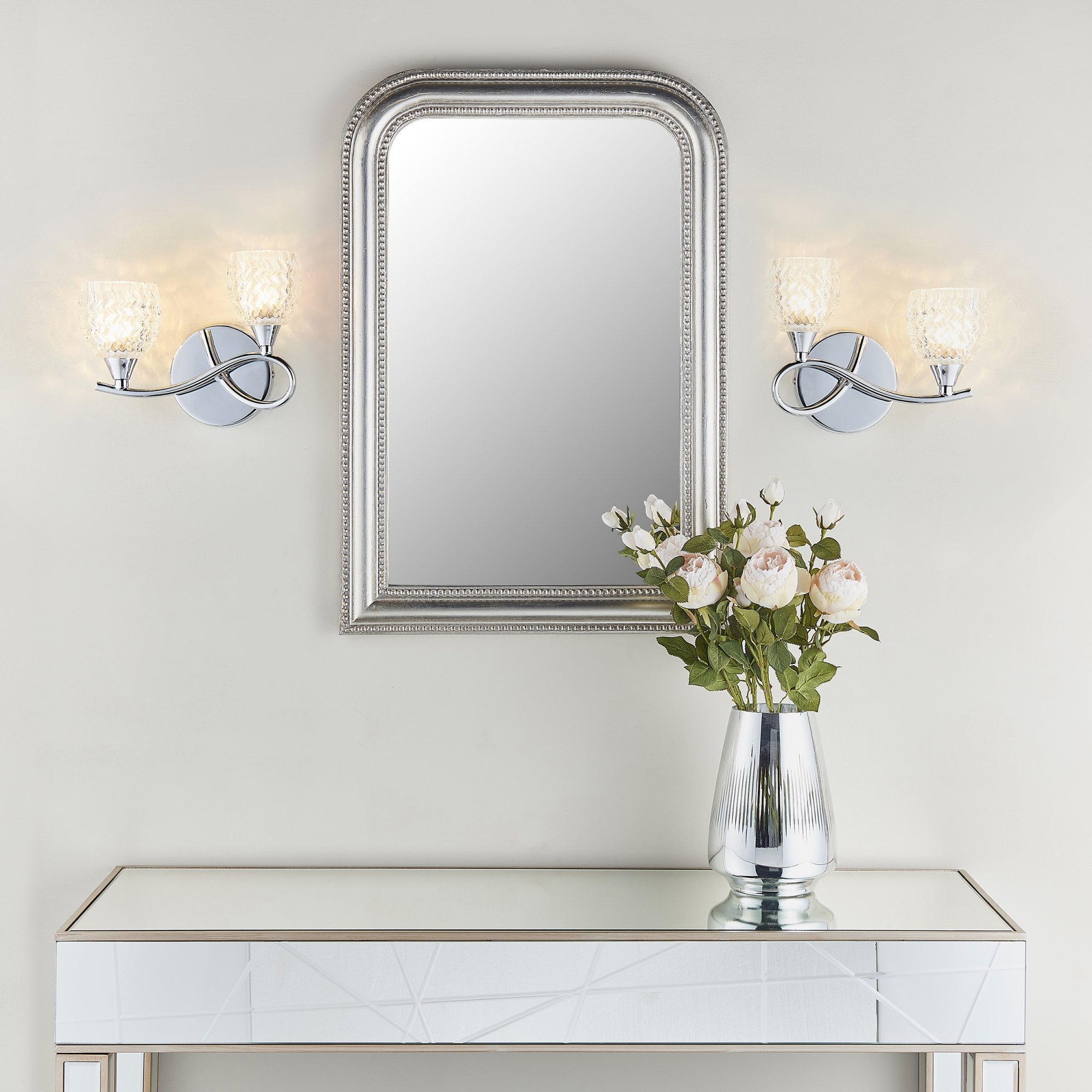 BOYER-2WBCH 2 Light Polished Chrome Zig Zag Glass Wall Light