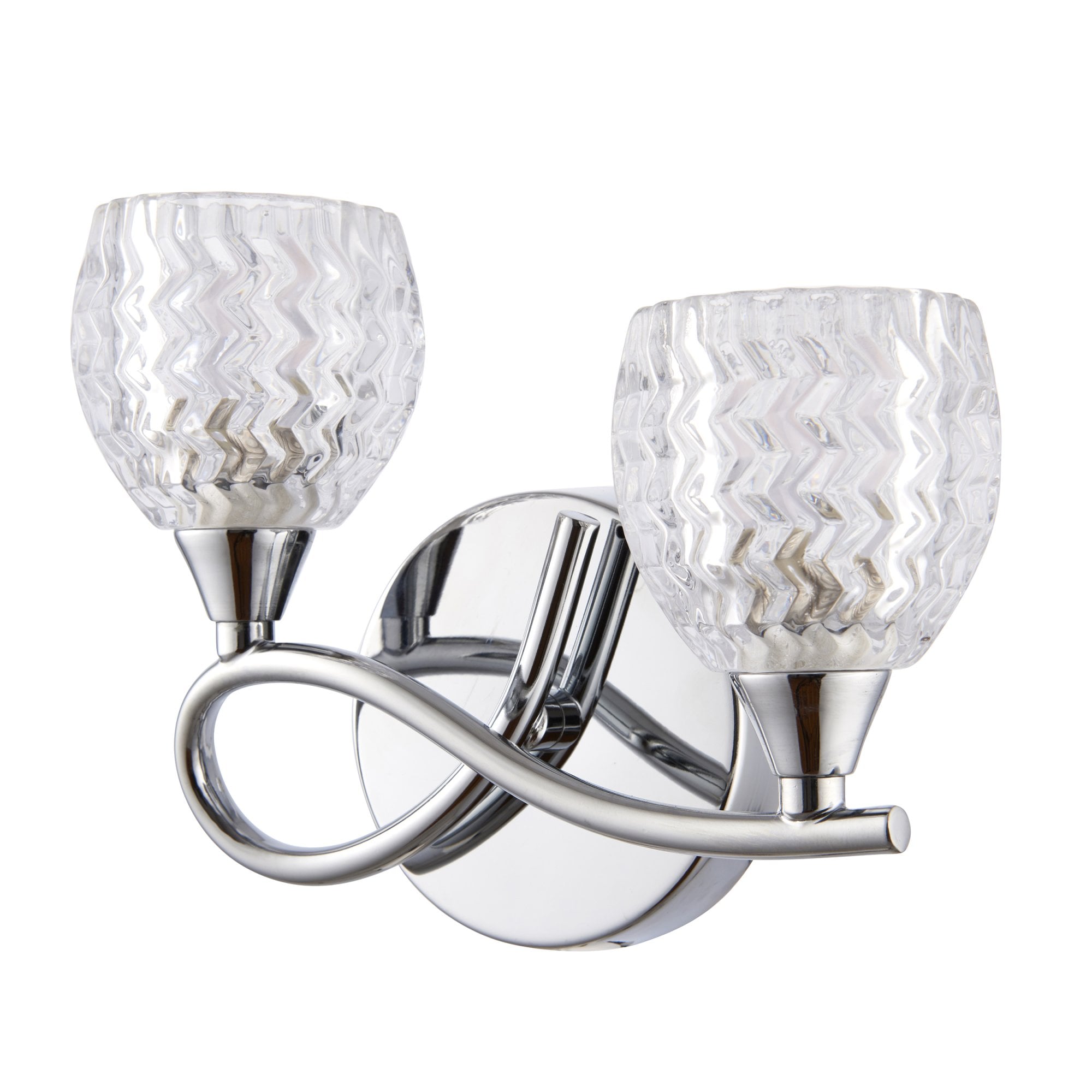 BOYER-2WBCH 2 Light Polished Chrome Zig Zag Glass Wall Light