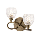 BOYER-2WBAB 2 Light Antique Brass Zig Zig Glass Wall Light