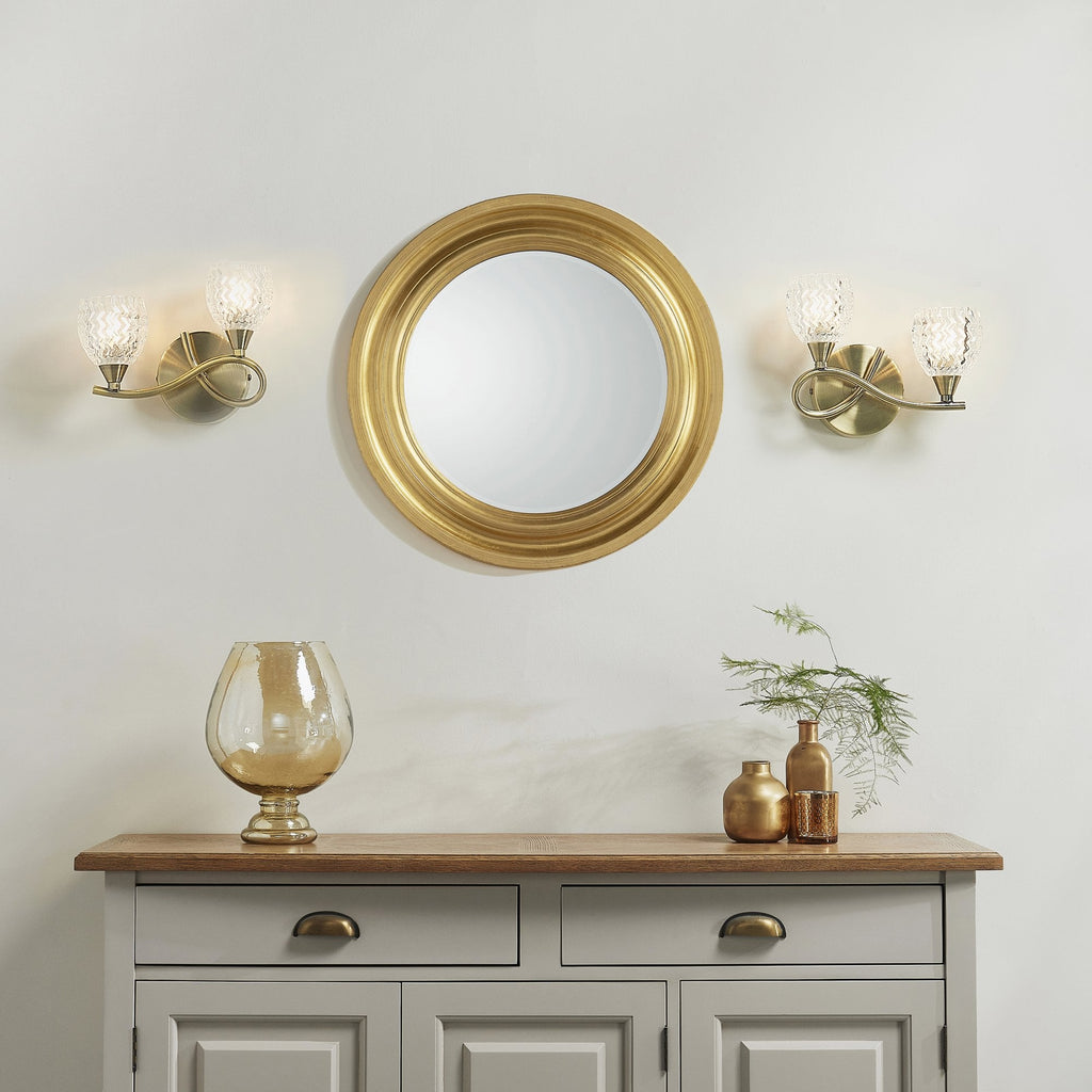 BOYER-2WBAB 2 Light Antique Brass Zig Zig Glass Wall Light