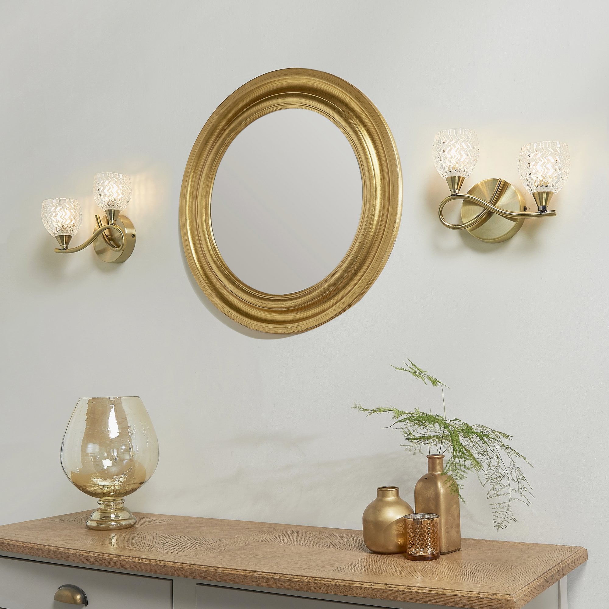 BOYER-2WBAB 2 Light Antique Brass Zig Zig Glass Wall Light